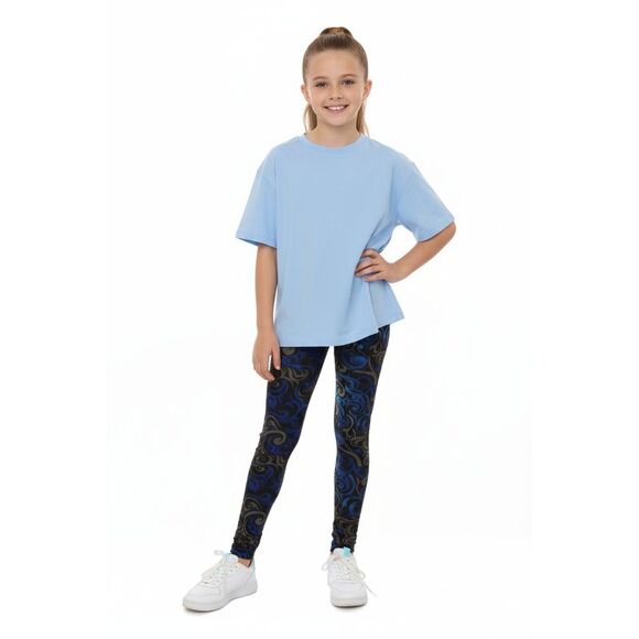 World of Leggings Pants - Buttery Smooth Blue Hypnotic Swirl Kids Leggings